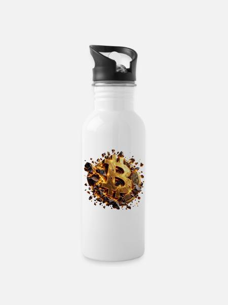 Bitcoin Unbreakable - Trinkflasche mit integriertem Trinkhalm - Weiß