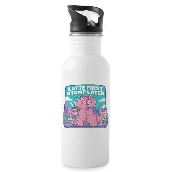 Latte First Stomp Later Dino - Trinkflasche mit integriertem Trinkhalm - Weiß - Rechts