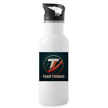 Team Thomas Familienname Teamname Unternehmensname - Trinkflasche mit integriertem Trinkhalm - Weiß - Rechts