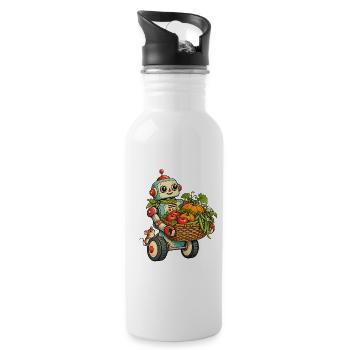 Ernteroboter mit Obstkorb - Trinkflasche mit integriertem Trinkhalm - Weiß - Rechts