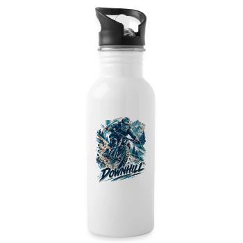 Downhill MTB Motivation – Vollgas Mountainbike - Trinkflasche mit integriertem Trinkhalm - Weiß - Rechts