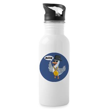 Moin Coole Hip Hop Möwe - Trinkflasche mit integriertem Trinkhalm - Weiß - Rechts