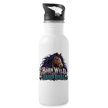 Geboren Wild, Ländlich Aufgewachsen - Trinkflasche mit integriertem Trinkhalm - Weiß - Rechts