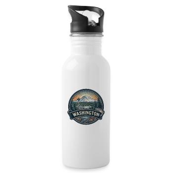 Washington Mount Rainier Space Needle Geschenk - Trinkflasche mit integriertem Trinkhalm - Weiß - Rechts