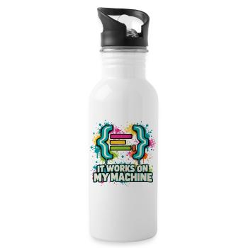 It Works On My Machine - Trinkflasche mit integriertem Trinkhalm - Weiß - Rechts