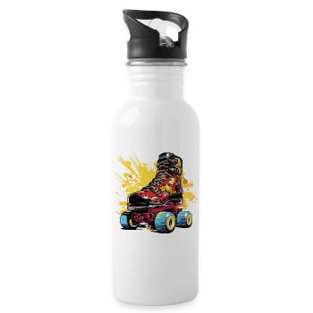 Rollerskates Grafik - Trinkflasche mit integriertem Trinkhalm - Weiß - Rechts