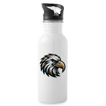 Adler Kopf Vektor Design - Trinkflasche mit integriertem Trinkhalm - Weiß - Rechts