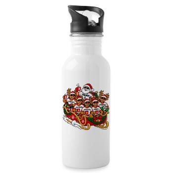 Lustiger Fussball-Weihnachtspulli- Fussball Outfit - Trinkflasche mit integriertem Trinkhalm - Weiß - Rechts