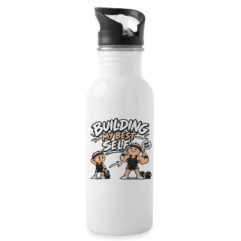 Mein bestes Ich aufbauen - Trinkflasche mit integriertem Trinkhalm - Weiß - Rechts