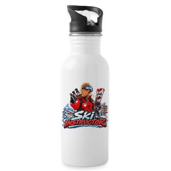 Dynamischer Skilehrer - Trinkflasche mit integriertem Trinkhalm - Weiß - Rechts