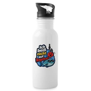 Ich beiß nicht auf Ragebait Angel Angler Shirt - Trinkflasche mit integriertem Trinkhalm - Weiß - Rechts