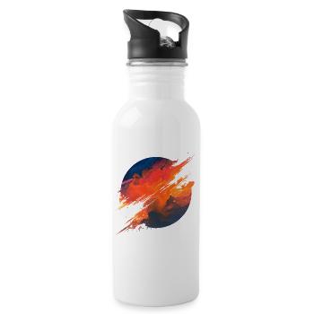 Aurora Ember Abstract Splash - Trinkflasche mit integriertem Trinkhalm - Weiß - Rechts