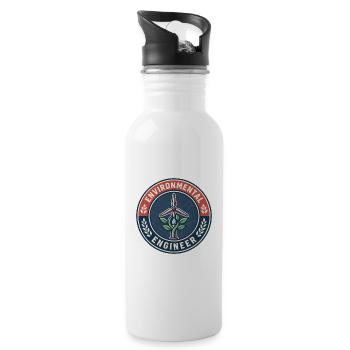 Vintage Environmental Engineer Windturbinenabzeichen - Trinkflasche mit integriertem Trinkhalm - Weiß - Rechts