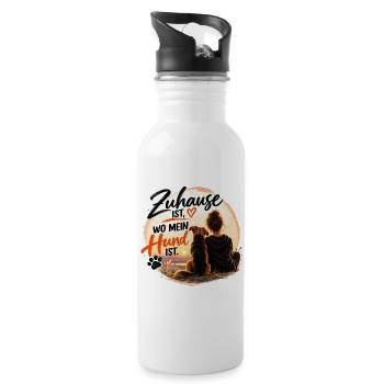 Zuhause ist, wo mein Hund ist – Hundeliebe - Trinkflasche mit integriertem Trinkhalm - Weiß - Rechts