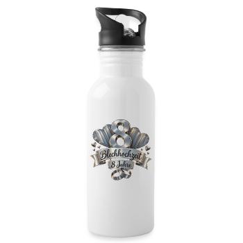 8.Hochzeitstag , Blechhochzeit , 8 Jahre  - Trinkflasche mit integriertem Trinkhalm - Weiß - Rechts