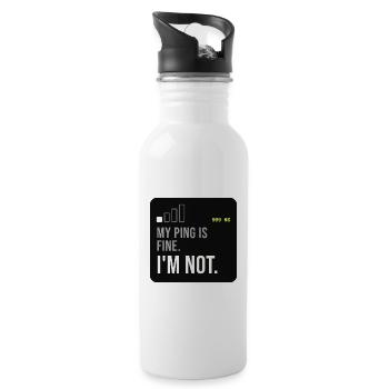 Ping Not Fine Tech-Meme - Trinkflasche mit integriertem Trinkhalm - Weiß - Rechts