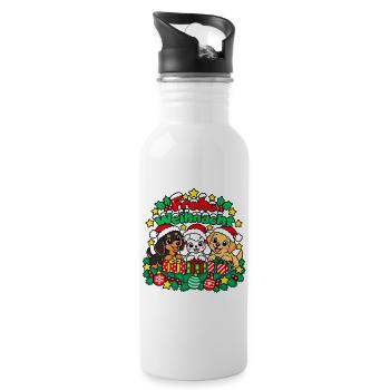 Dackel Pudel Labrador - Trinkflasche mit integriertem Trinkhalm - Weiß - Rechts