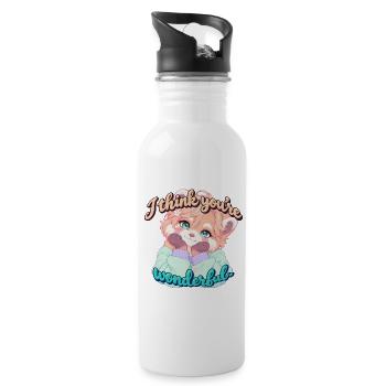 Roter Panda mit Herz - Trinkflasche mit integriertem Trinkhalm - Weiß - Rechts