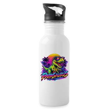  Papasaurus Dinosaurier Sonnenbrille Retro 80er - Trinkflasche mit integriertem Trinkhalm - Weiß - Rechts