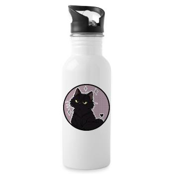 Mitternachtskatze im Sparkle Circle - Trinkflasche mit integriertem Trinkhalm - Weiß - Rechts