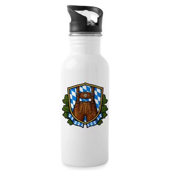 Bayerisches Lederhosen Wappen - Trinkflasche mit integriertem Trinkhalm - Weiß - Rechts