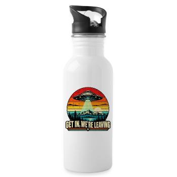 UFO Sunset Retro Tee - Trinkflasche mit integriertem Trinkhalm - Weiß - Rechts