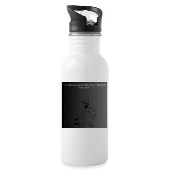 Premium Kaffee Liebhaber T-Shirt - Trinkflasche mit integriertem Trinkhalm - Weiß - Rechts