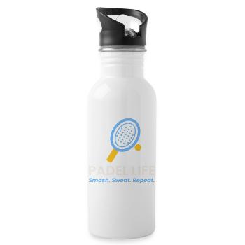 Padel Life Shirt Smash Sweat Repeat Padel Player - Trinkflasche mit integriertem Trinkhalm - Weiß - Rechts