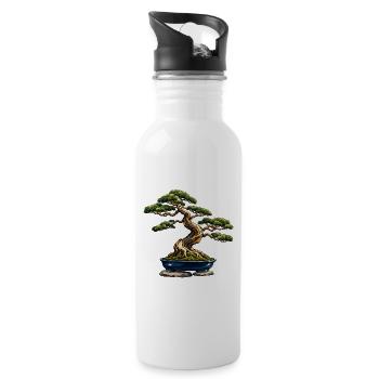 Windgepeitschter Bonsai in einem Indigo-Topf - Trinkflasche mit integriertem Trinkhalm - Weiß - Rechts