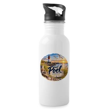 Insel Poel Ostseeluft Design - Trinkflasche mit integriertem Trinkhalm - Weiß - Rechts