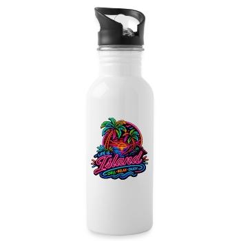 Neon Insel Sunset Relax - Trinkflasche mit integriertem Trinkhalm - Weiß - Rechts