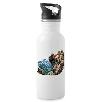 Kletter Abenteuer für Bergsteiger - Trinkflasche mit integriertem Trinkhalm - Weiß - Rechts