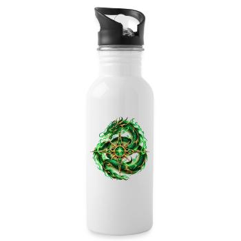 Smaragdgrüner Schlangenstern - Trinkflasche mit integriertem Trinkhalm - Weiß - Rechts