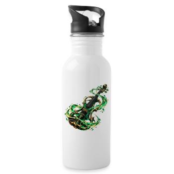 Smaragdgrüne Arkane Violine - Trinkflasche mit integriertem Trinkhalm - Weiß - Rechts