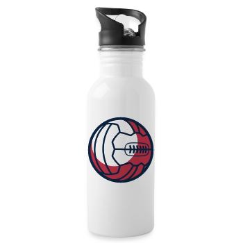 Retro Fussball Lederball Icon - Trinkflasche mit integriertem Trinkhalm - Weiß - Rechts