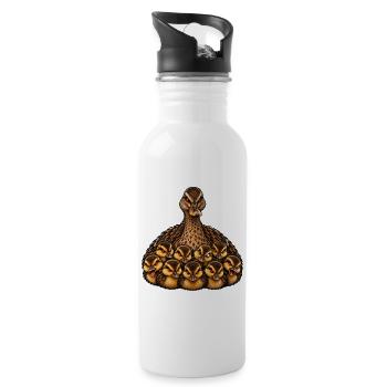 Weibliche Stockente und Küken - Trinkflasche mit integriertem Trinkhalm - Weiß - Rechts