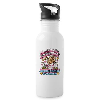 Sattel buttercup_Hobby Horse O'Clock - Trinkflasche mit integriertem Trinkhalm - Weiß - Rechts