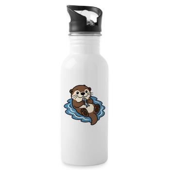Otter Fisch Wasser Niedlich Tier Vektor Shirt - Trinkflasche mit integriertem Trinkhalm - Weiß - Rechts