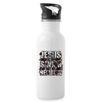 Jesus Is My Savior Not My Religion | Christlich - Trinkflasche mit integriertem Trinkhalm - Weiß - Rechts