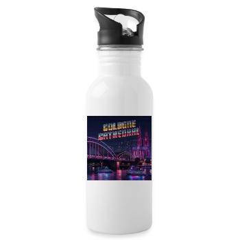 Kölner Dom - Trinkflasche mit integriertem Trinkhalm - Weiß - Rechts