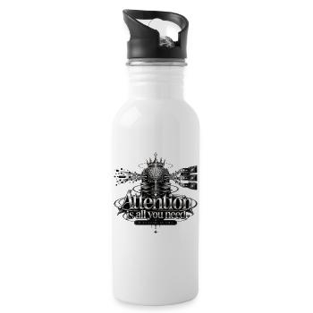 Attention – Quietly in Control - Trinkflasche mit integriertem Trinkhalm - Weiß - Rechts