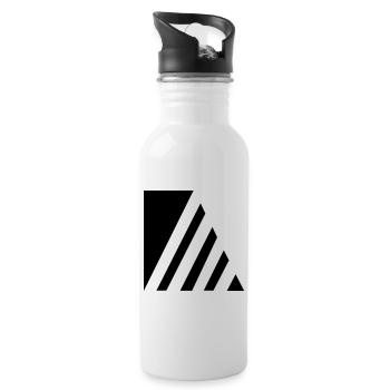 Stilvolle Striche - Trinkflasche mit integriertem Trinkhalm - Weiß - Rechts