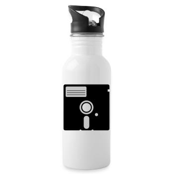 retro floppy disk - Trinkflasche mit integriertem Trinkhalm - Weiß - Rechts