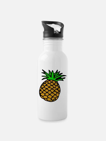 Lemon, Limone, Limette, peach, fruit, fruit, - Water bottle with straw - white