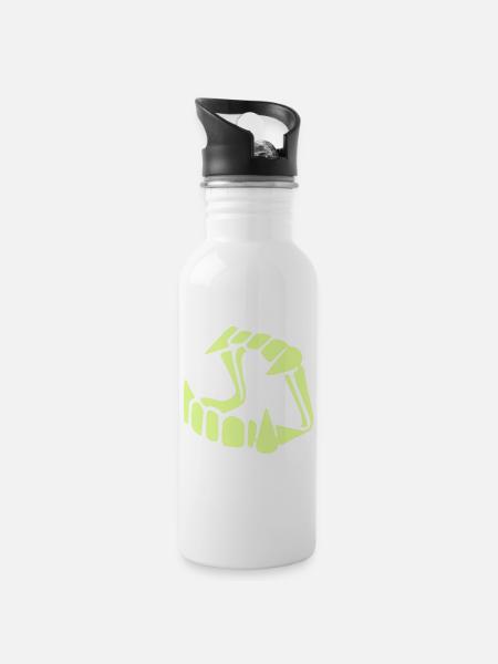 Glow in the dark Dracula - Trinkflasche mit integriertem Trinkhalm - Weiß