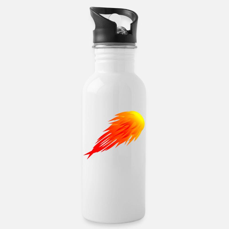 Feuerball - Trinkflasche mit integriertem Trinkhalm - Weiß