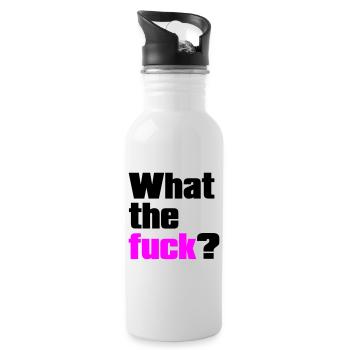 what the fuck ? - Trinkflasche mit integriertem Trinkhalm - Weiß - Rechts