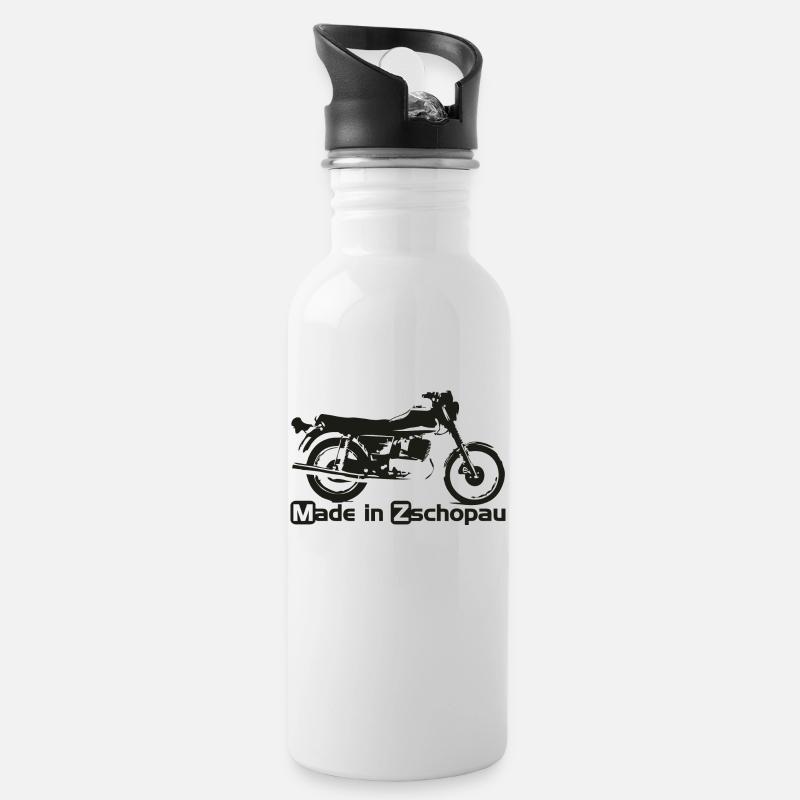 MZ ETZ250 Made in Zschopa - Trinkflasche mit integriertem Trinkhalm - Weiß