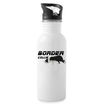 border collie - Gourde avec paille intégrée - blanc - Droite