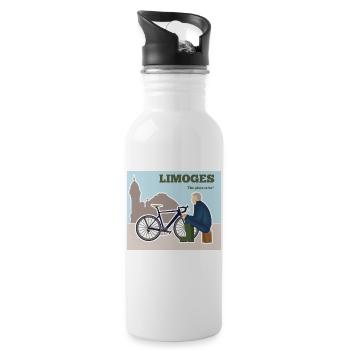 Limoges, The place to be l'homme en bleu - Gourde avec paille intégrée - blanc - Droite